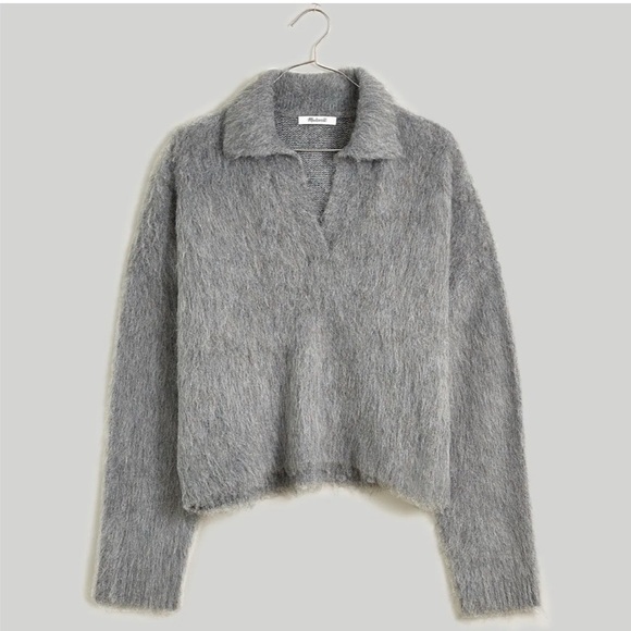 Madewell Brushed Polo Wool Blend Grey Sweater - Picture 1 of 5
